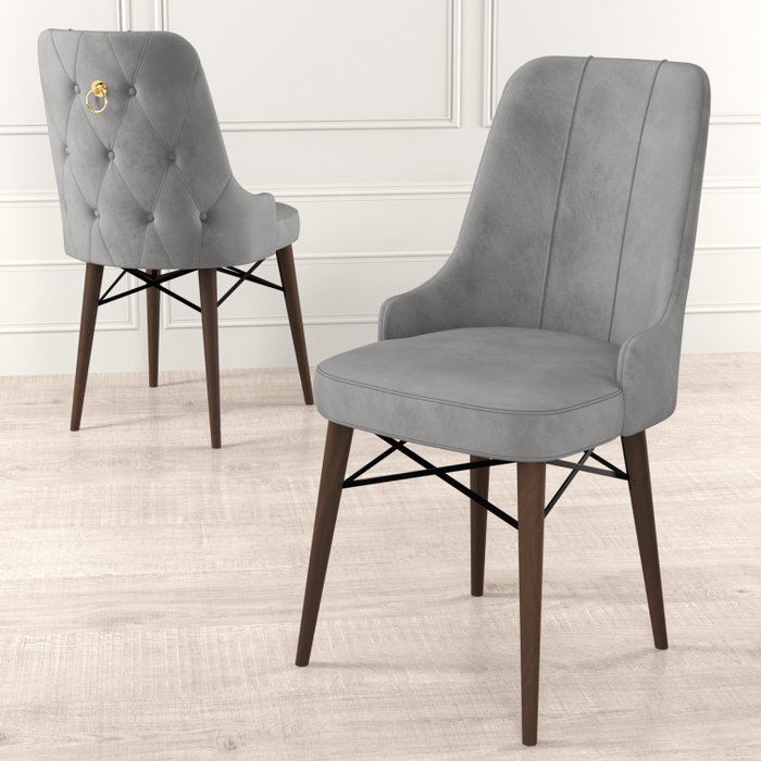 Hanah Home Juego de Sillas de Comedor Babyface Metal Madera Gris Marrón 6 Piezas 142cm